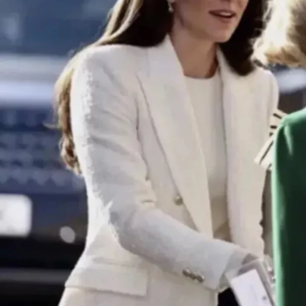 ZARA ECRU GOLD BUTTON DBL BREASTED BLAZER BLOGGERS FAVE KATE MIDDLETON TWEED XS - Picture 10 of 13